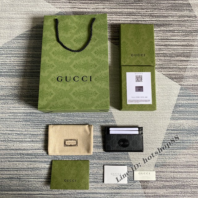 Gucci專櫃2022新款卡包 古馳GG Supreme帆布男士名片夾673002 gqy4271